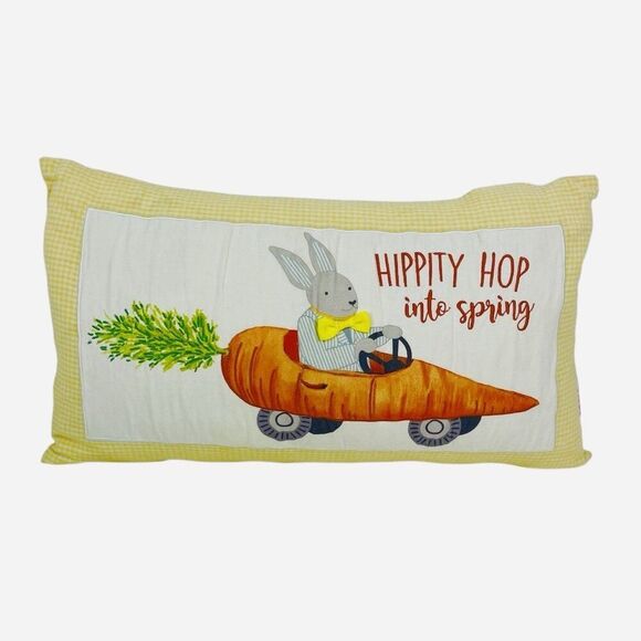 Cottontail Lane Large 22" Yellow Easter Bunny Pillow Hippity Hop Into Spring Car - Picture 1 of 9